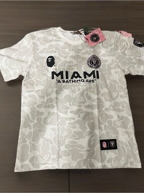 White Inter Miami BAPE Tee- Size Large (Fits As Medium) - Fast Shipping- w/Bag